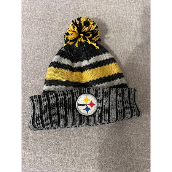 Reebok‎ Steelers Beanie NFL Vintage Collection Pom Knit Hat - Picture 1 of 4